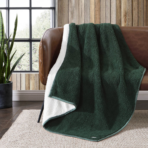 Eddie Bauer Solid Bi Colored Plush Sherpa Throw Blanket & Reviews Wayfair